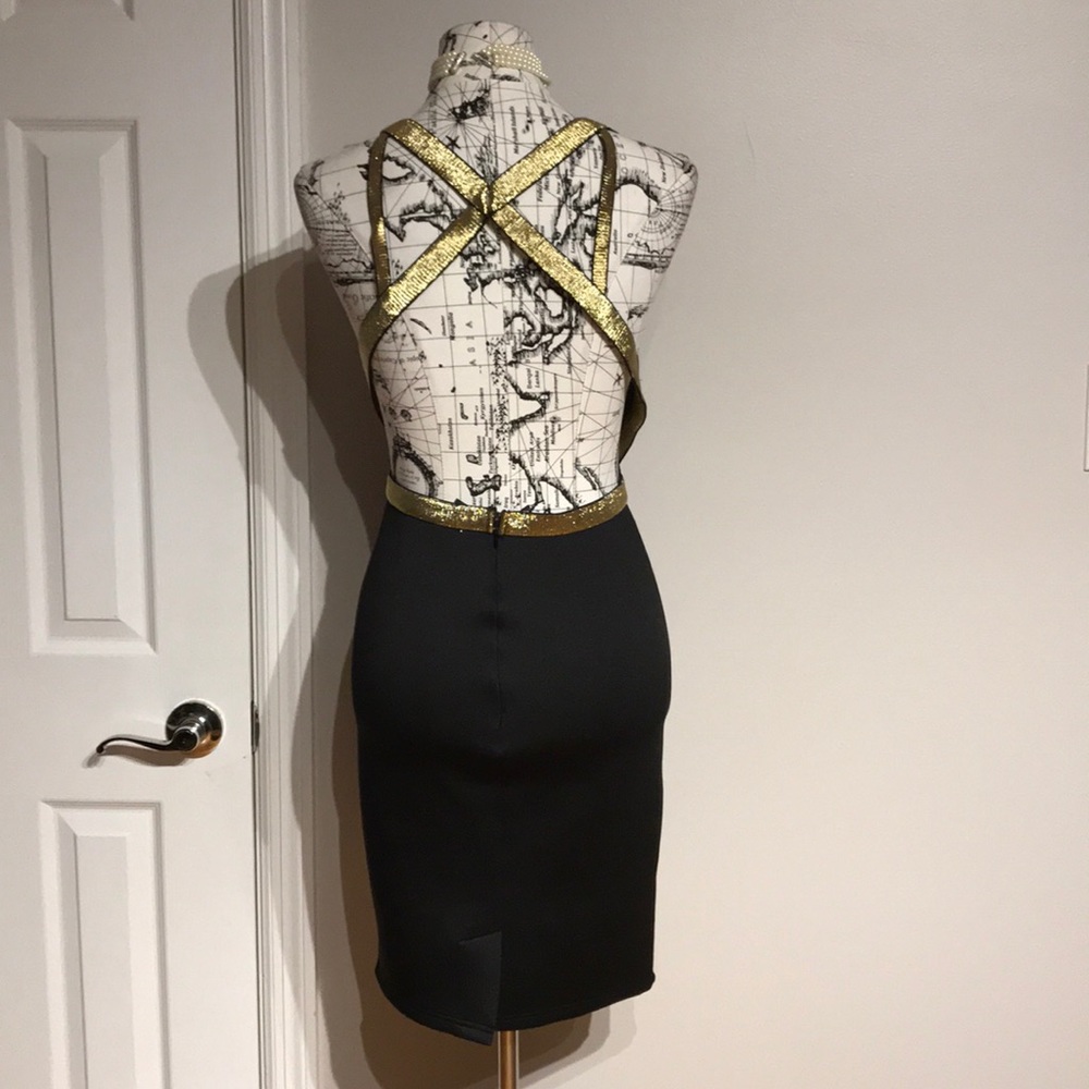 ✈️NWOT Vintage Y2K pencil Bondage cutout plunge whimsygoth crisscross midi - Picture 6 of 7